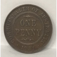 AUSTRALIA 1931 . PENNY . DROPPED 1 . 8 FULL PEARLS . LOW MINTAGE